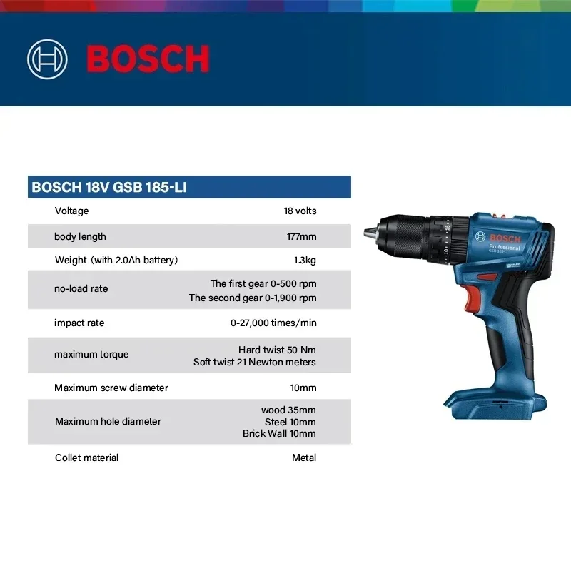 보쉬 GSB 185-LI 18V 브러시리스 무선 임팩트 - Power Tools Impact 리뷰 및 가격